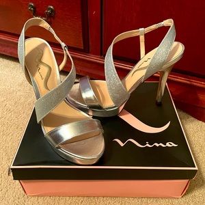 Silver Strappy Heels